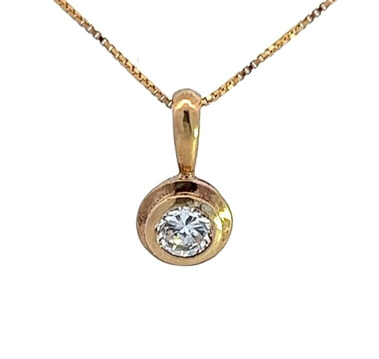 9Ct Yellow Gold Bezel Set CZ Pendant