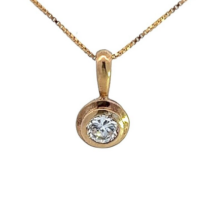 9Ct Yellow Gold Bezel Set CZ Pendant