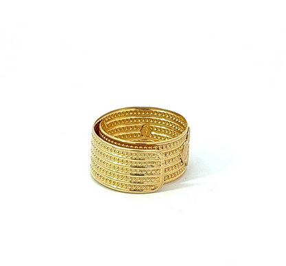 18Ct Yellow Gold Detailed Adjustable Size Wrap Around Ring