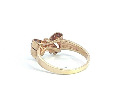 9Ct Yellow Gold Diamond Bow Ring