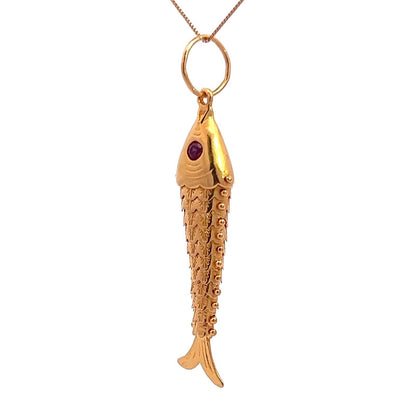 22Ct Yellow Gold Large Movable Fish Pendant