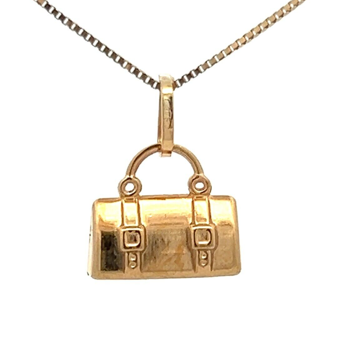 9Ct Yellow Gold Handbag Travel Bag Charm Pendant