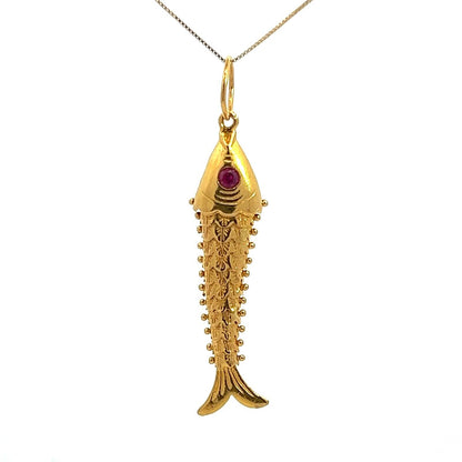 22Ct Yellow Gold Large Movable Fish Pendant