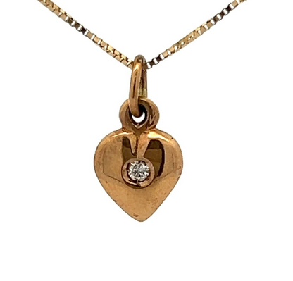 9Ct Yellow Gold 0.03 TW Diamond Heart Charm Pendant