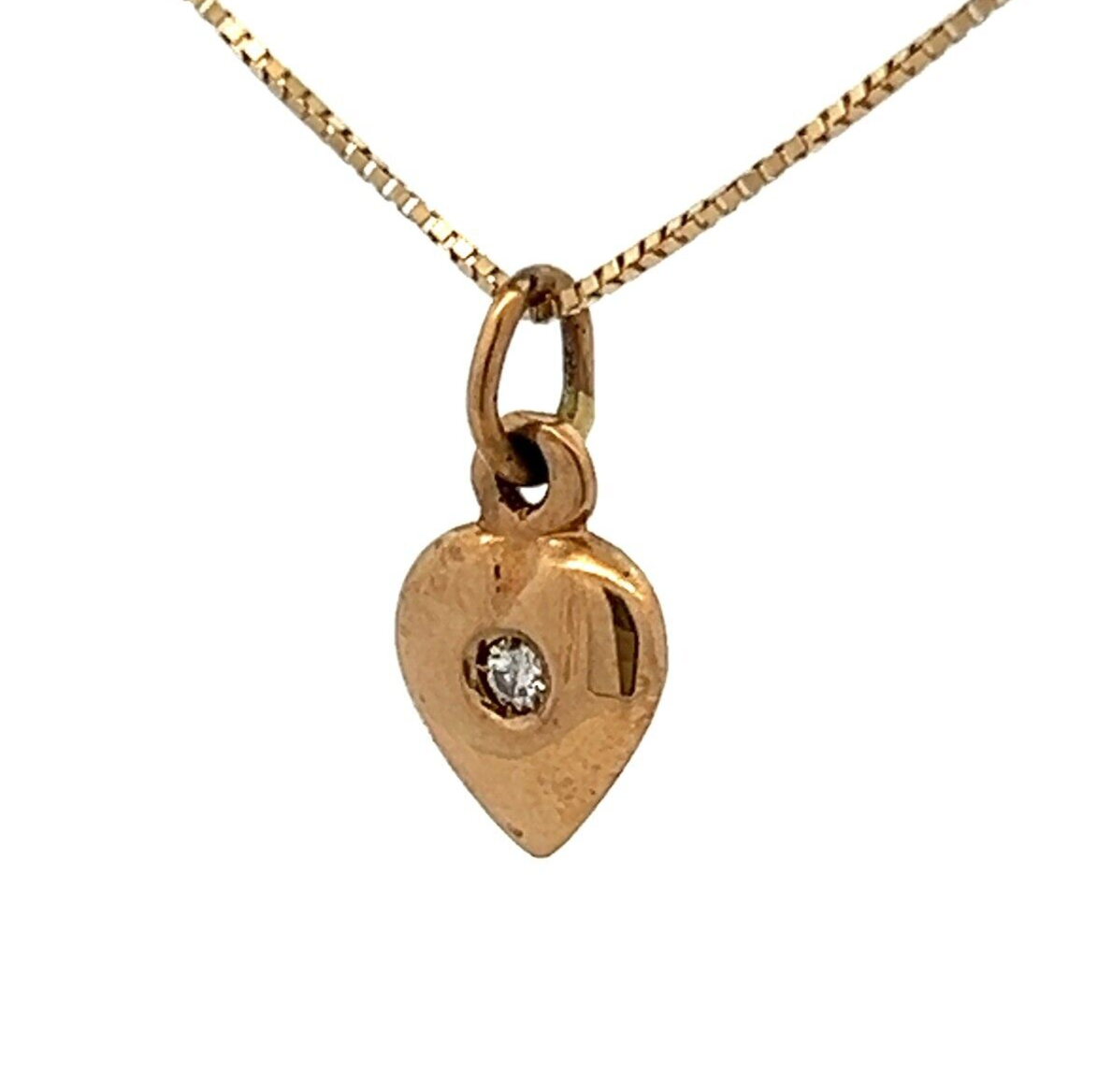 9Ct Yellow Gold 0.03 TW Diamond Heart Charm Pendant