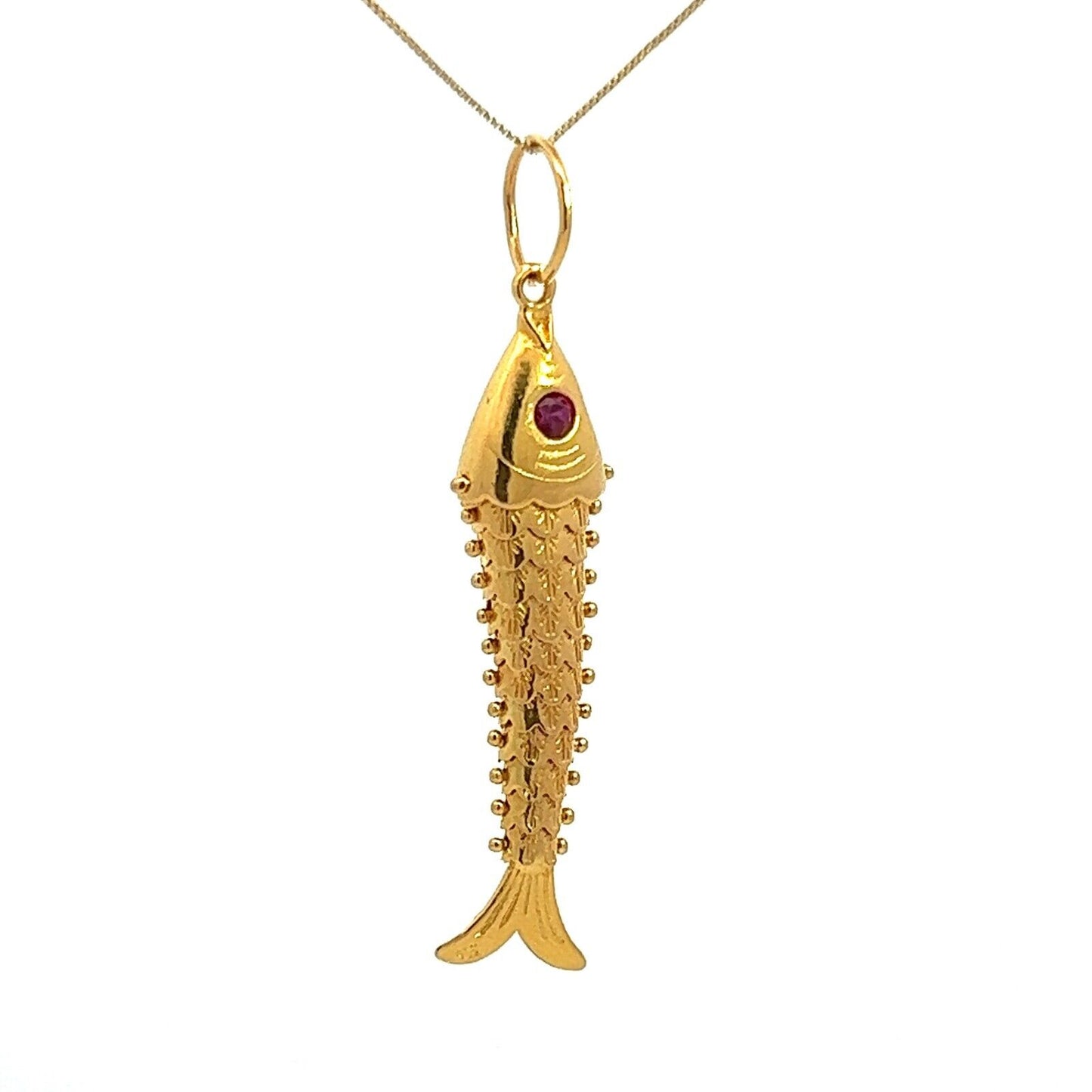 22Ct Yellow Gold Large Movable Fish Pendant