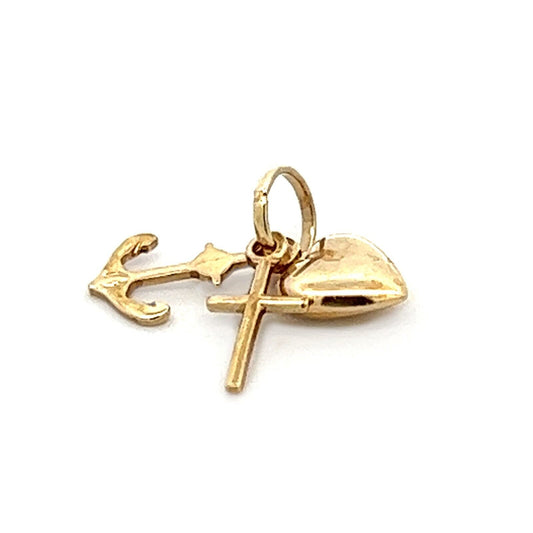 9Ct Yellow Gold Faith, Hope & Charity Miniature Pendant