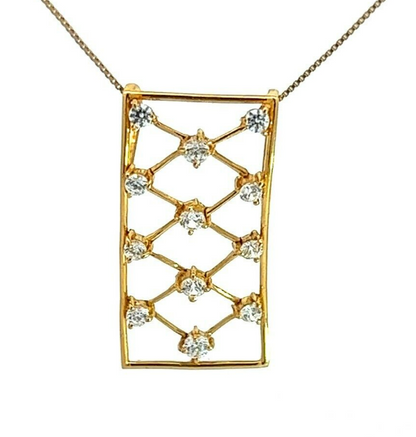 22Ct Yellow Gold CZ Lattice Pendant