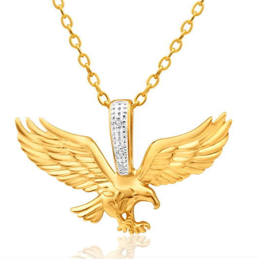 9Ct Yellow Gold Eagle Pendant With Diamond Bail