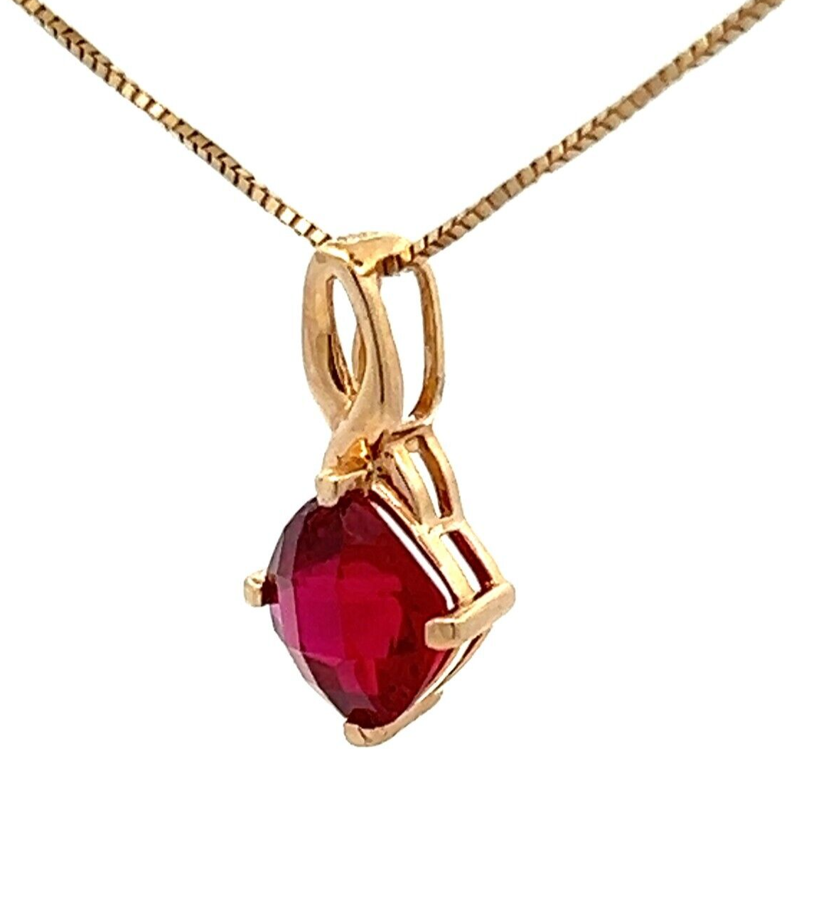 9Ct Yellow Gold Created Ruby Pendant