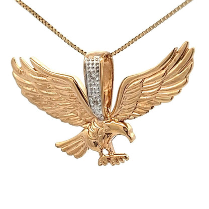 9Ct Yellow Gold Eagle Pendant With Diamond Bail