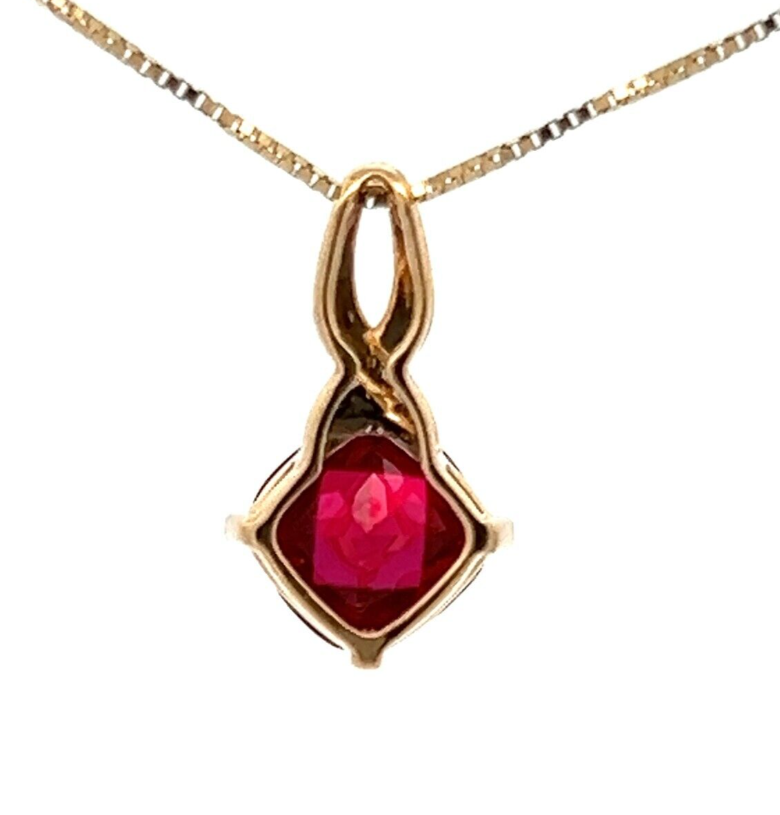 9Ct Yellow Gold Created Ruby Pendant