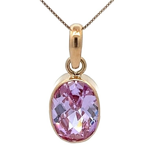 14Ct Yellow Gold Purple Gemstone Pendant