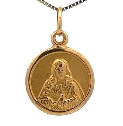 18Ct Yellow Gold Jesus Disc Pendant