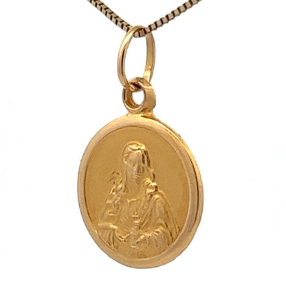 18Ct Yellow Gold Jesus Disc Pendant