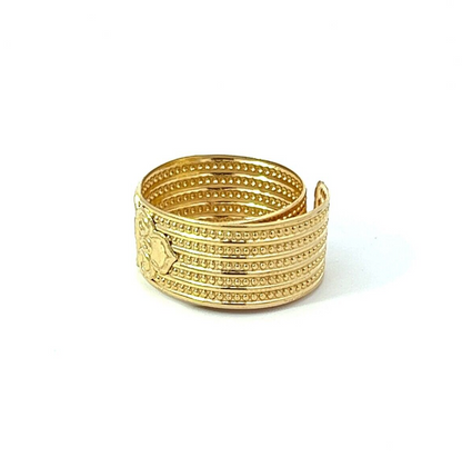 18Ct Yellow Gold Detailed Adjustable Size Wrap Around Ring