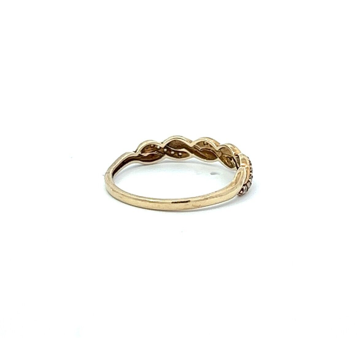 9Ct Yellow Gold CZ Twisted Ring