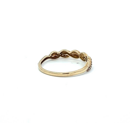 9Ct Yellow Gold CZ Twisted Ring