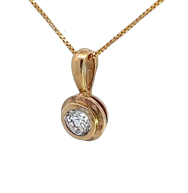 9Ct Yellow Gold Bezel Set CZ Pendant