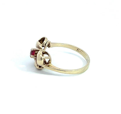 9Ct Yellow Gold Garnet Bow Ring