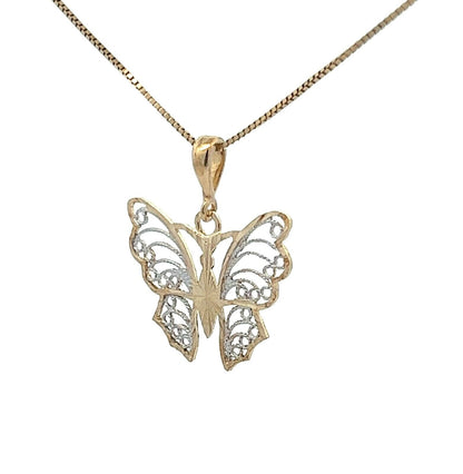 9Ct Two-Toned Gold Butterfly Pendant