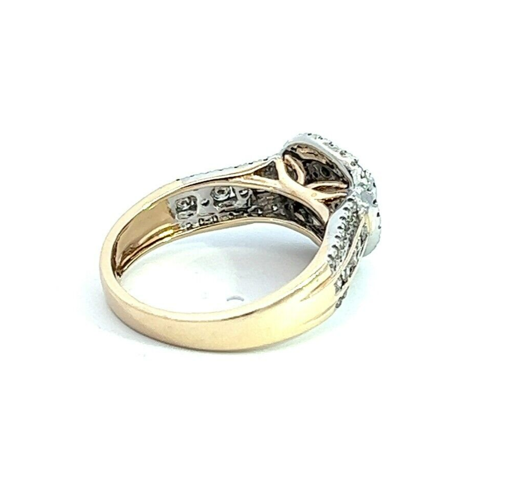 9Ct Yellow Gold Halo Diamond Ring - 0.80 Carat TDW