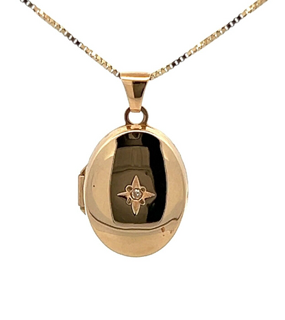 9Ct Yellow Gold 'Diamonds are a girls best friend' Diamond Locket Charm Pendant