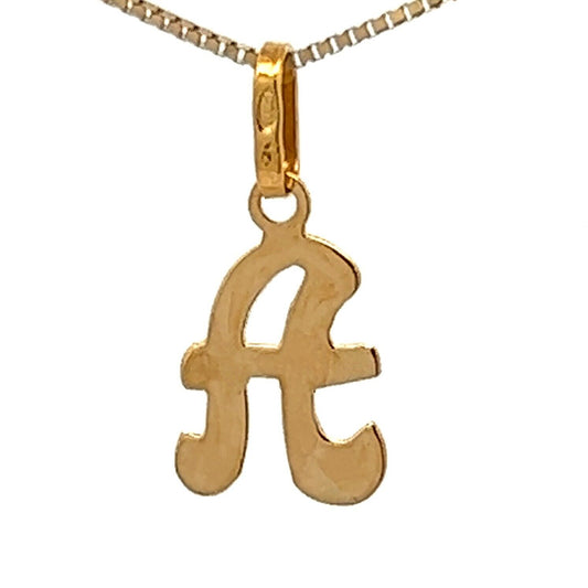 18Ct Yellow Gold Initial 'A' Charm Pendant