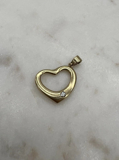 9Ct Yellow Gold Diamond Heart Pendant