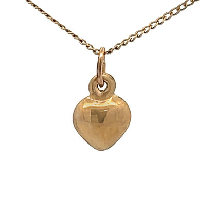 9Ct Yellow Gold Vintage Miniature Heart Charm Pendant