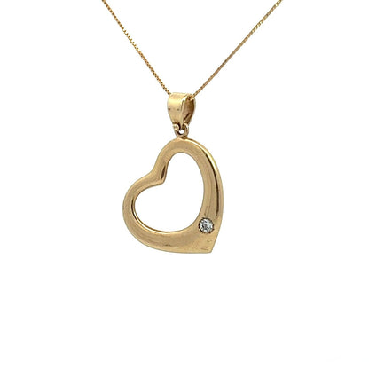 9Ct Yellow Gold Diamond Heart Pendant