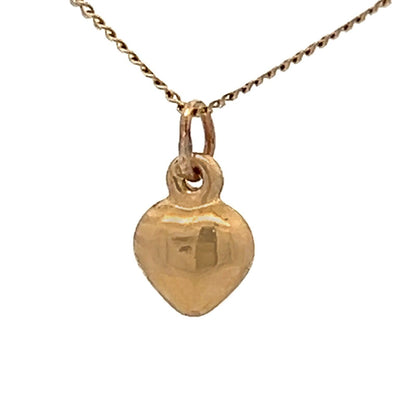 9Ct Yellow Gold Vintage Miniature Heart Charm Pendant