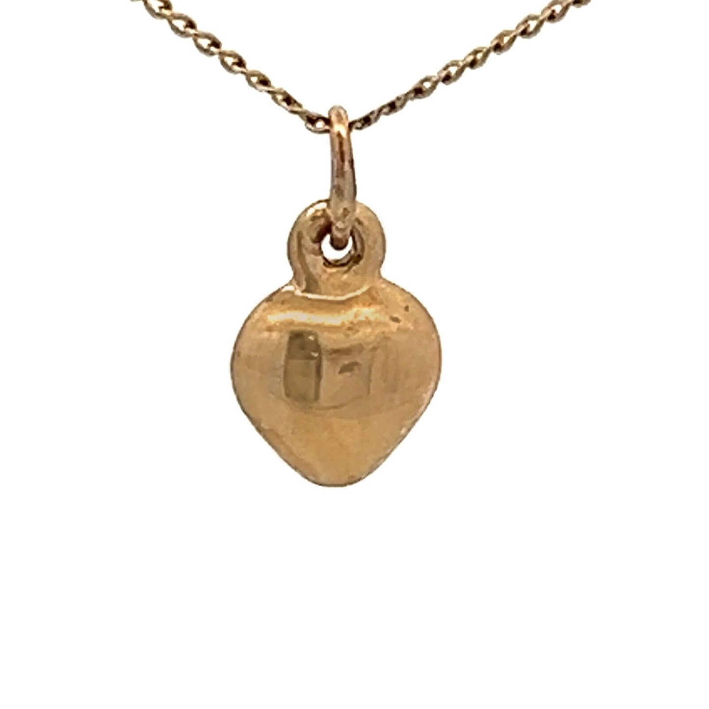 9Ct Yellow Gold Vintage Miniature Heart Charm Pendant