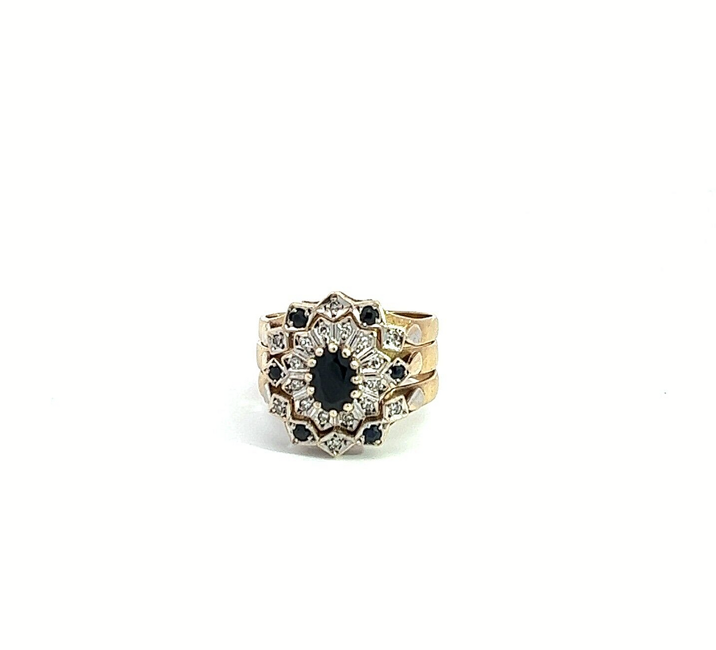 9Ct Yellow Gold Diamond & Gemstone Ring Set