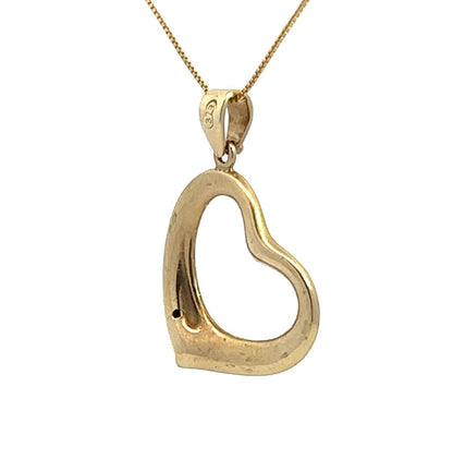 9Ct Yellow Gold Diamond Heart Pendant