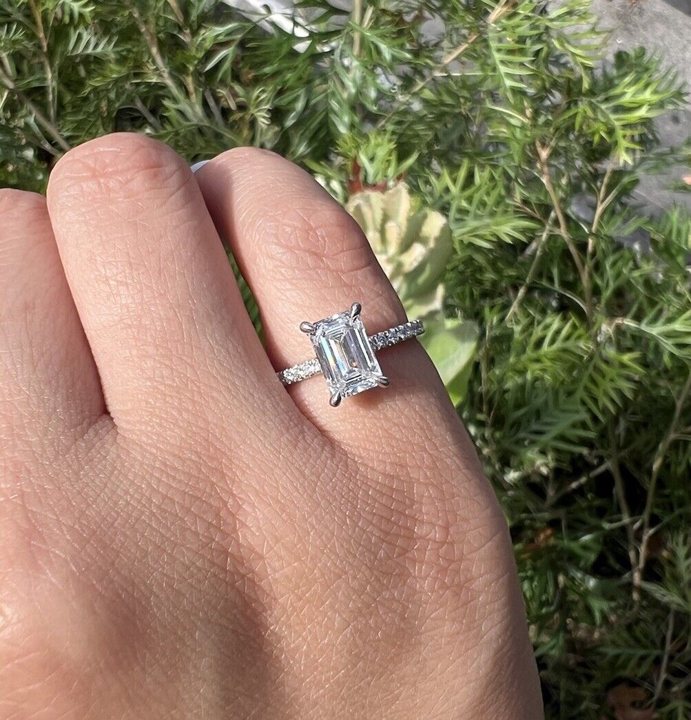 Platinum Emerald Cut 2.14 Carat TW Laboratory Grown Diamond Ring