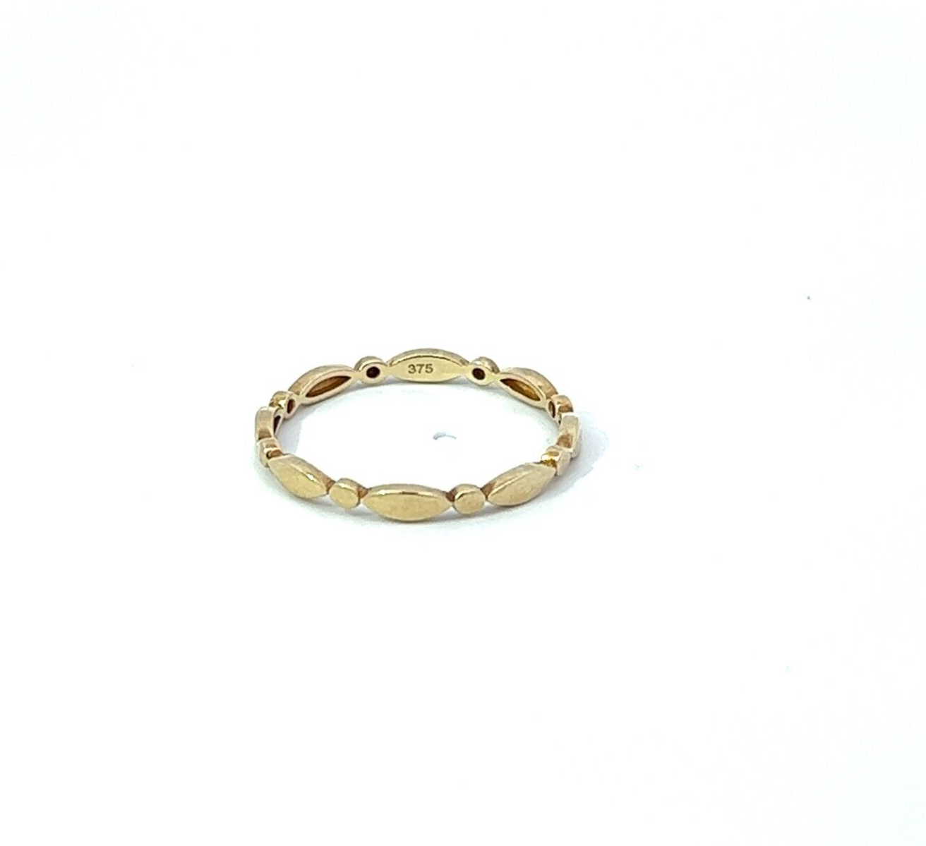 9Ct Yellow Gold Oval and Marquise Pattern Stacker Ring