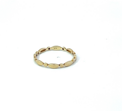 9Ct Yellow Gold Oval and Marquise Pattern Stacker Ring