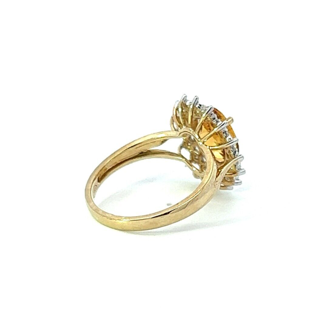 9Ct Yellow Gold Citrine & Diamond Dress Ring