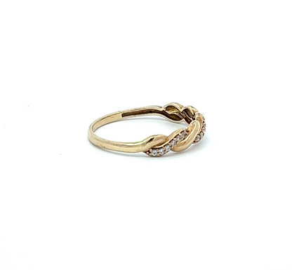 9Ct Yellow Gold CZ Twisted Ring