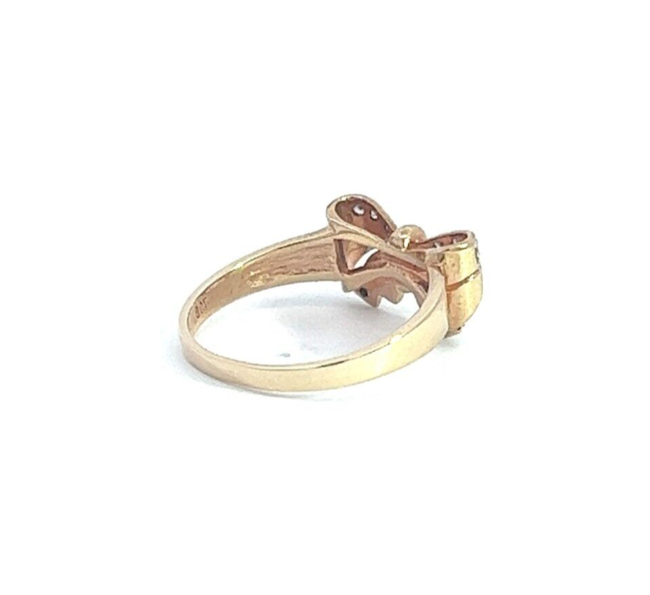 9Ct Yellow Gold Diamond Bow Ring