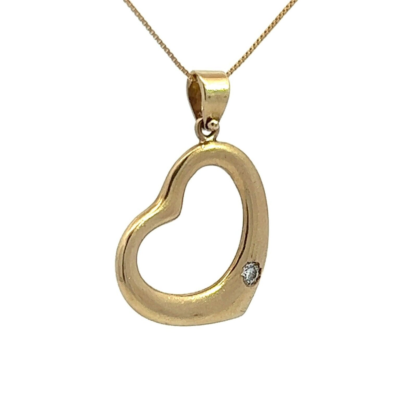 9Ct Yellow Gold Diamond Heart Pendant