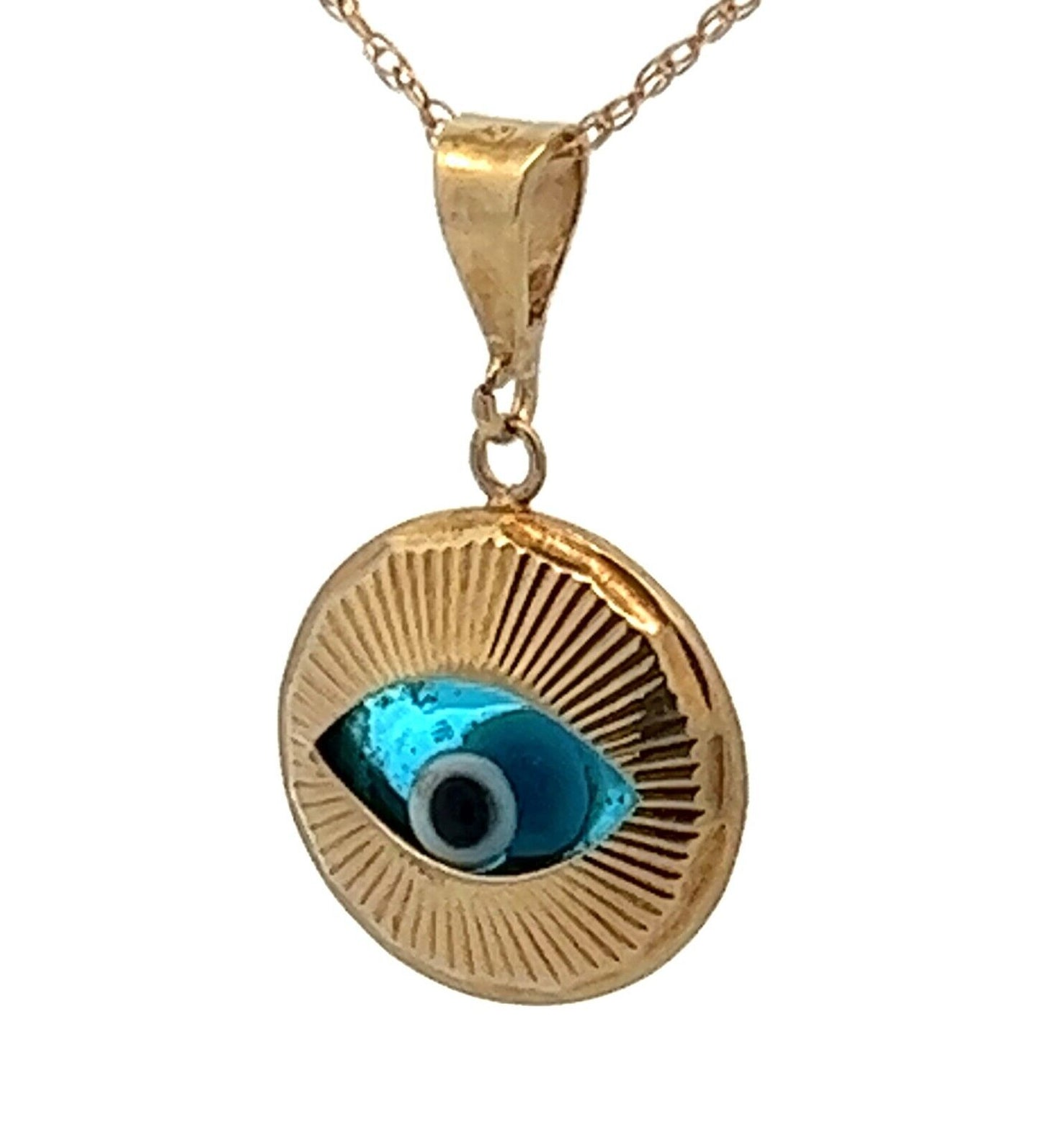 9Ct Yellow Gold Evil Eye Fluted Pendant Charm