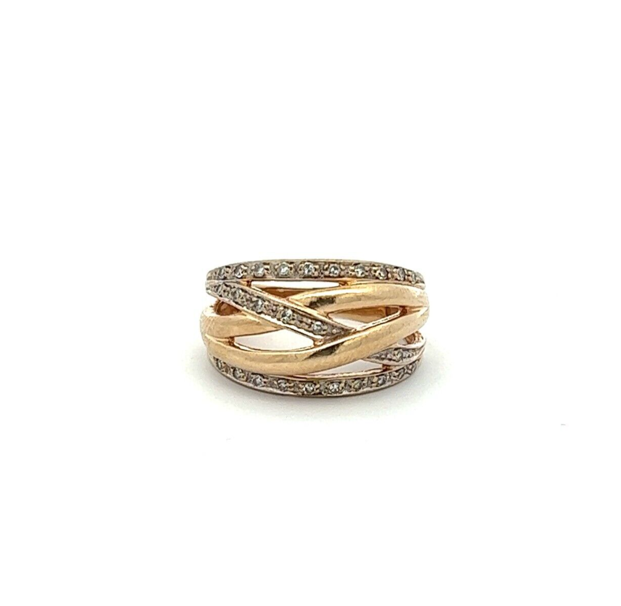 9Ct Yellow Gold Diamond Crossover Band