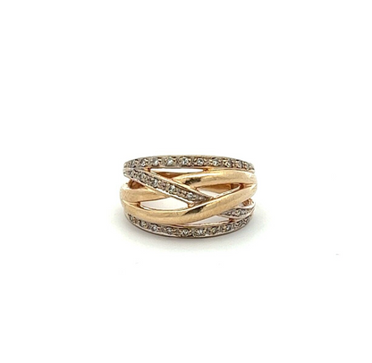 9Ct Yellow Gold Diamond Crossover Band