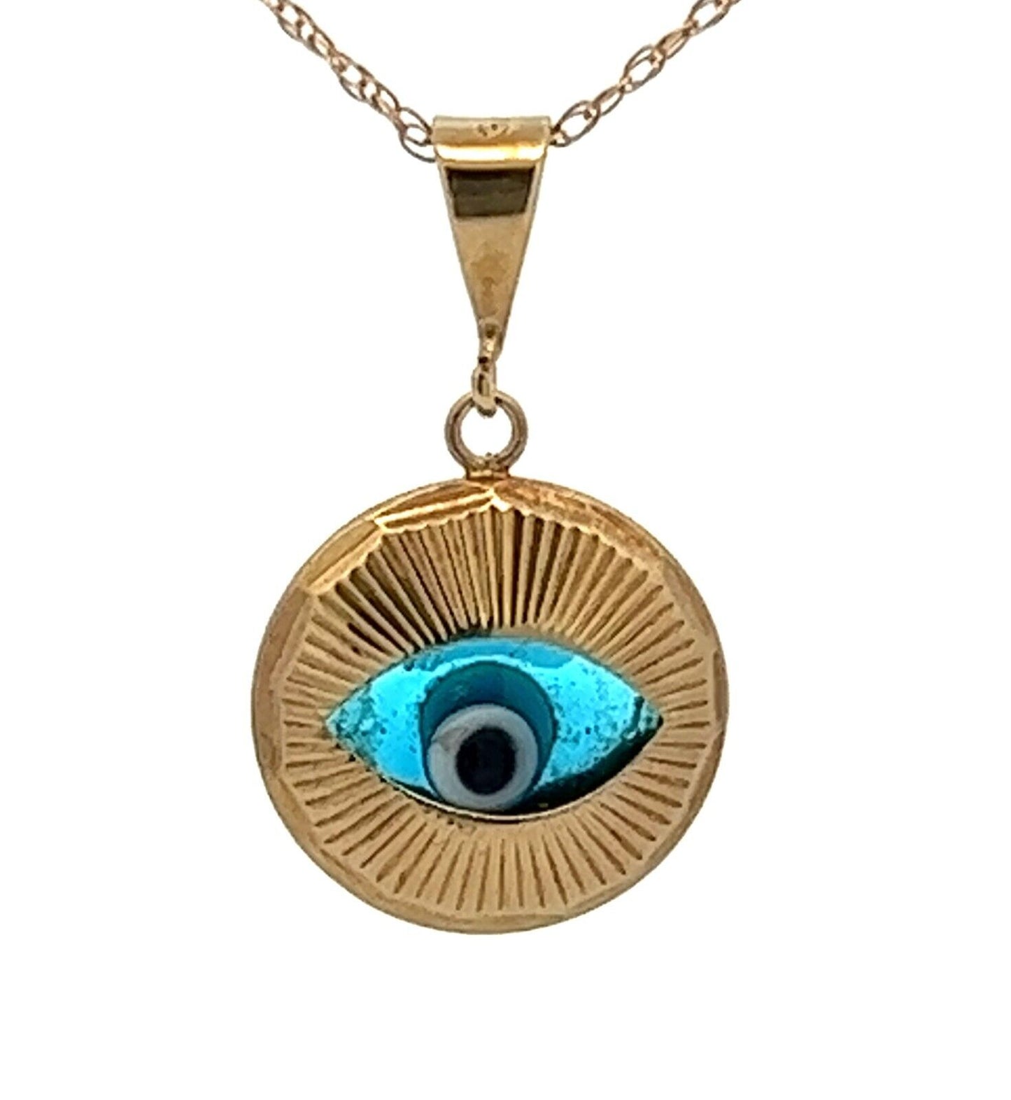 9Ct Yellow Gold Evil Eye Fluted Pendant Charm