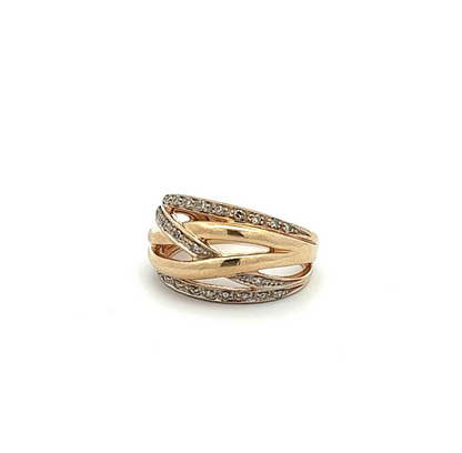 9Ct Yellow Gold Diamond Crossover Band