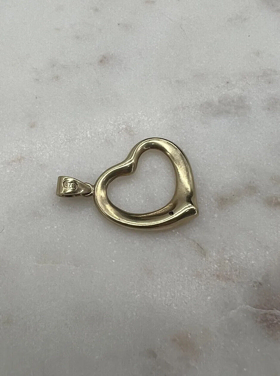 9Ct Yellow Gold Diamond Heart Pendant