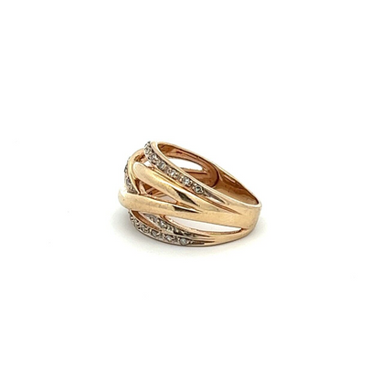 9Ct Yellow Gold Diamond Crossover Band