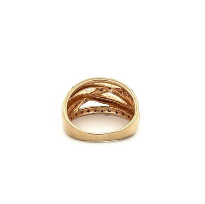 9Ct Yellow Gold Diamond Crossover Band